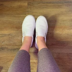 Vans Slip On Leather Perf Skate Shoe - White